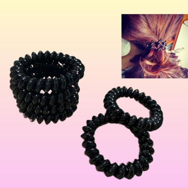 Combo 5 dây cột tóc lò xo bằng nhựa màu đen tránh gãy rụng tóc,dây cột tóc nhựa thời trang cho phụ nữ.