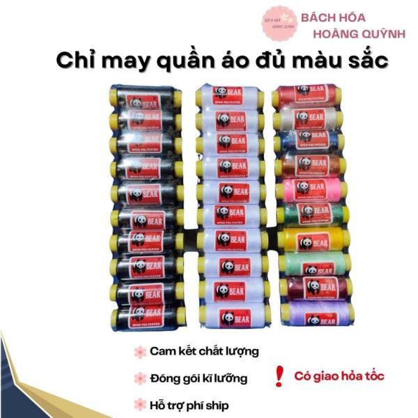 1 Lốc (10 Ống) Chỉ Cuộn Dai Và Chắc Chắn Nhiều Màu Hoặc Trắng, Đen