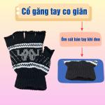 Set 6 đôi găng tay len nam chống nắng kiểu hở 5 ngón màu sắc, hoa văn ngẫu nhiên