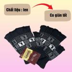Set 6 đôi găng tay len nam chống nắng kiểu hở 5 ngón màu sắc, hoa văn ngẫu nhiên