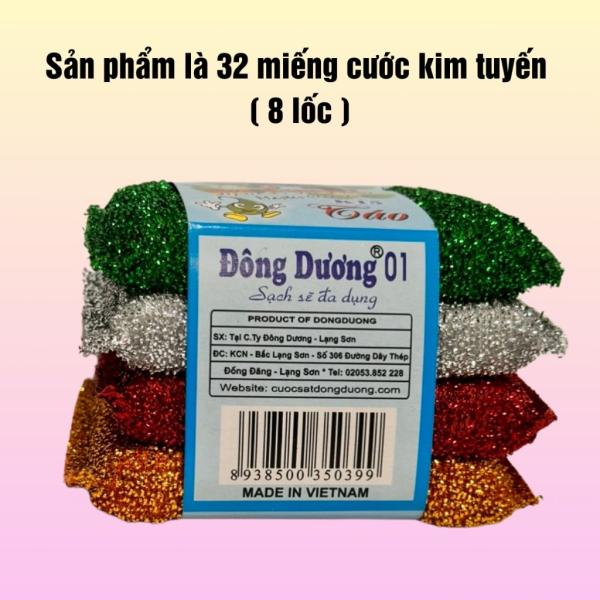 Combo 32 miếng cước kim tuyến rửa chén bát siêu sạch, miếng kim tuyến rửa bát nhiều màu Đông Dương