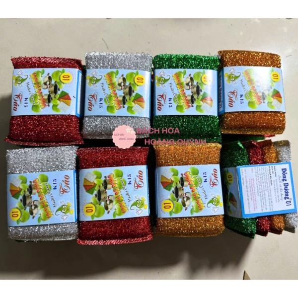 Combo 32 miếng cước kim tuyến rửa chén bát siêu sạch, miếng kim tuyến rửa bát nhiều màu Đông Dương