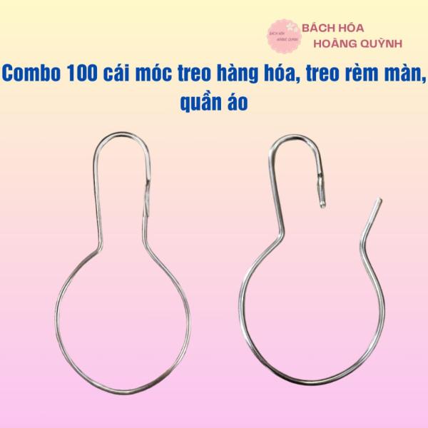 Combo 100 cái móc treo rèm, quần áo, hàng hóa , móc treo vật dụng hình trái bầu bằng thép không gỉ, giá rẻ và cứng cáp,
