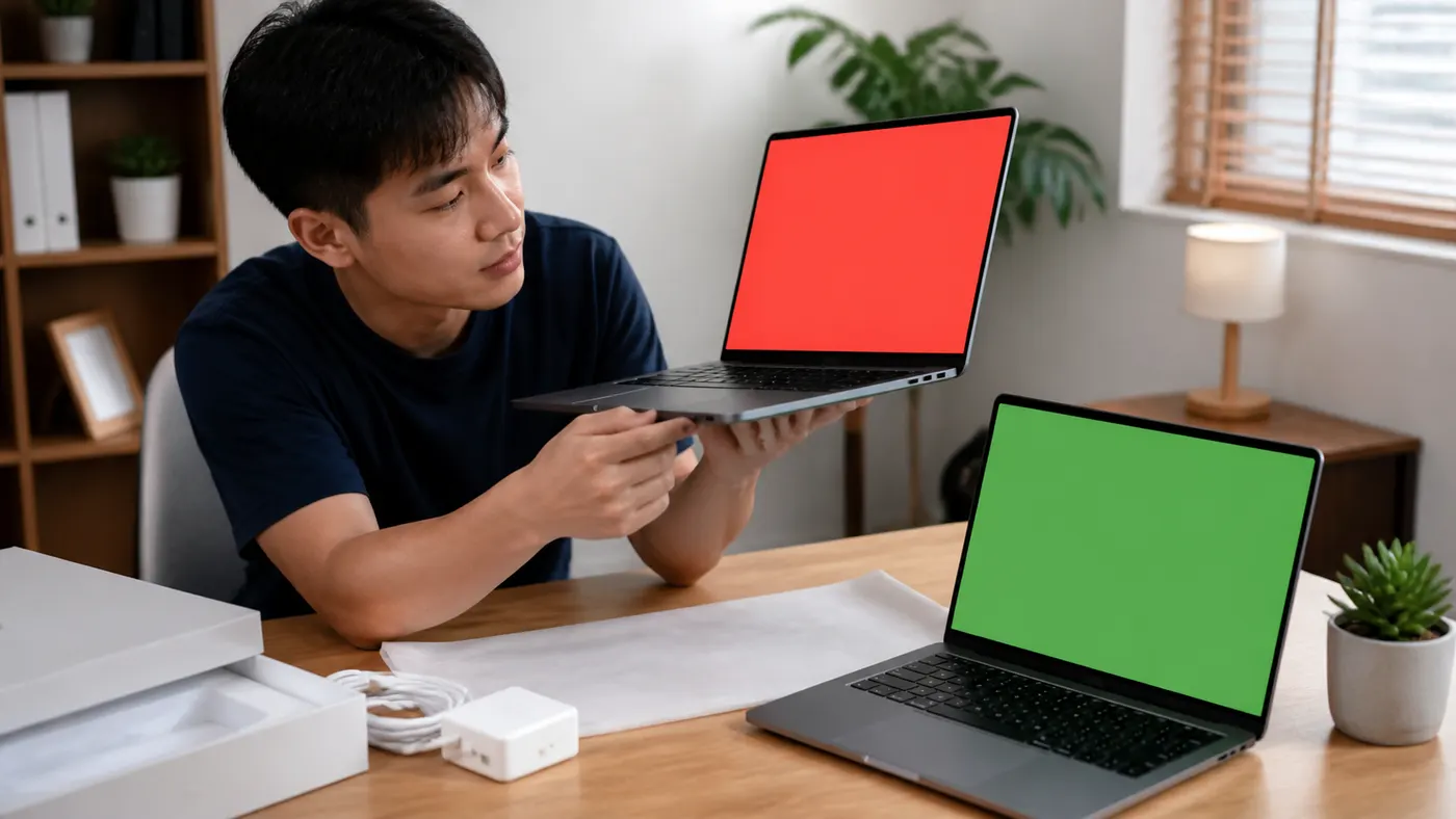 Kiểm tra màn hình và cổng máy mới