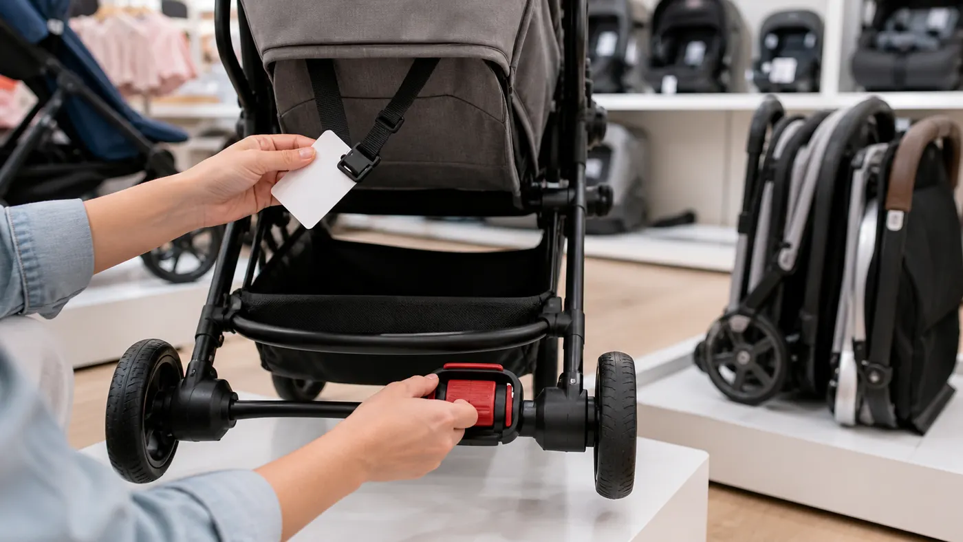 Kiểm tra xe đẩy và đai an toàn trước khi mua